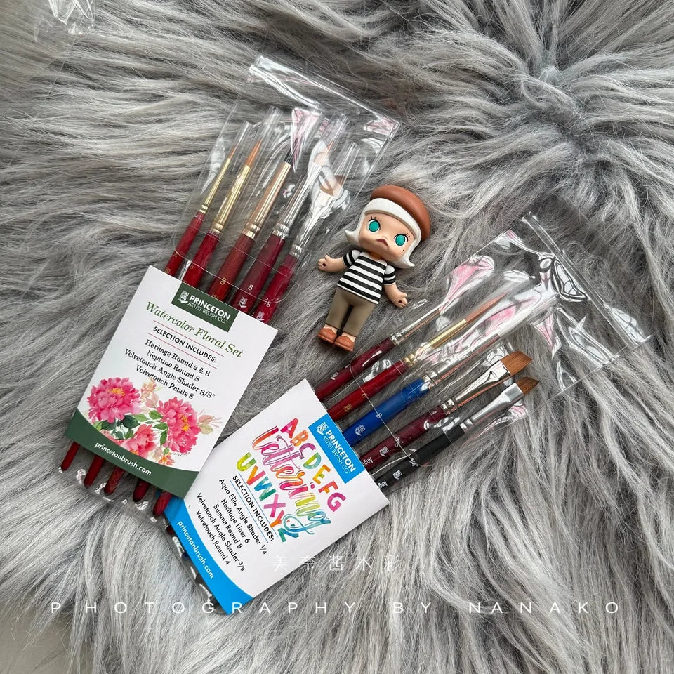 5pcs/lot PRINCETON Artists Brush Watercolor Floor Set English Writing Set Professional Drawing Beginner Art Supplies Stationery