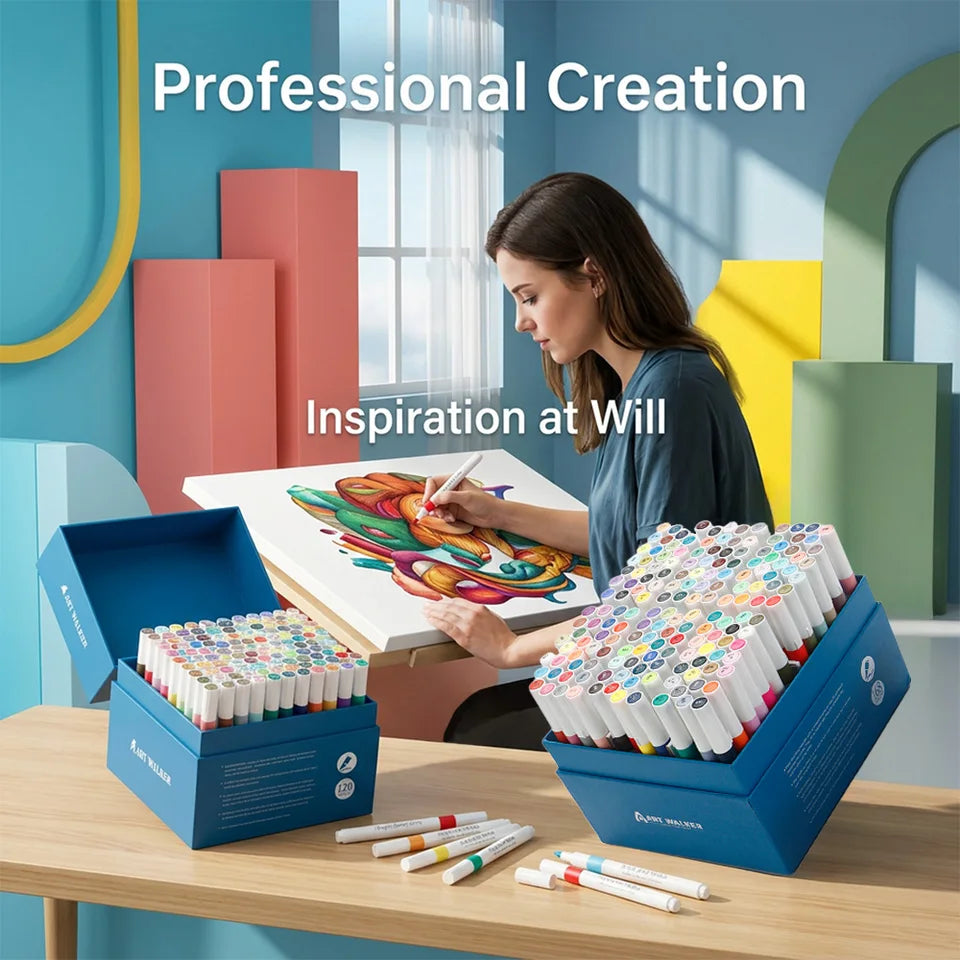 120/168 Pcs Acrylic Markers Set Professional Painting Waterproof Fast-Drying DIY Graffiti Craft Stone Glass DIY Drawing Supplies
