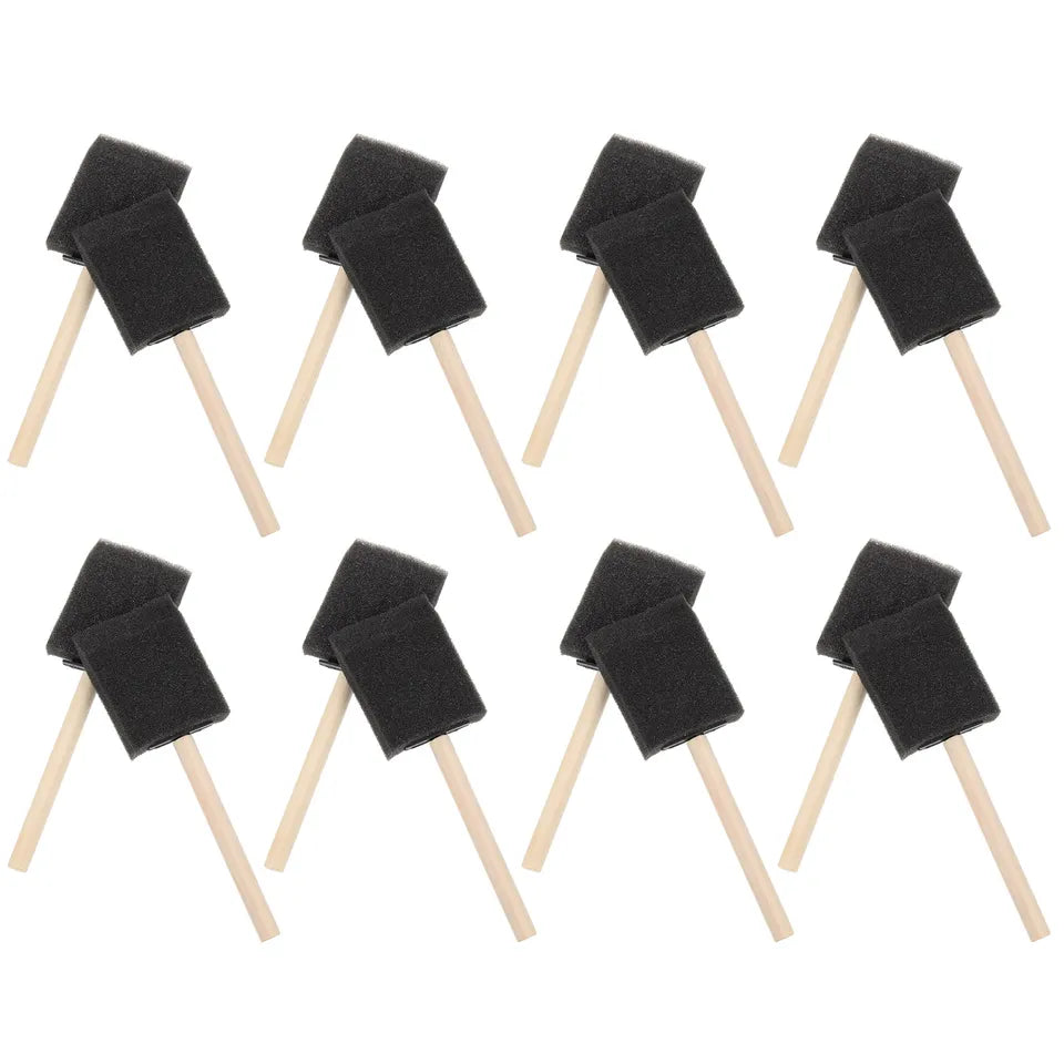 20Pcs DIY Sponge Brushes Wooden Handle Painting Sponge Brush for Oil Watercolor Acrylic Graffiti Art Drawing Painting Tools
