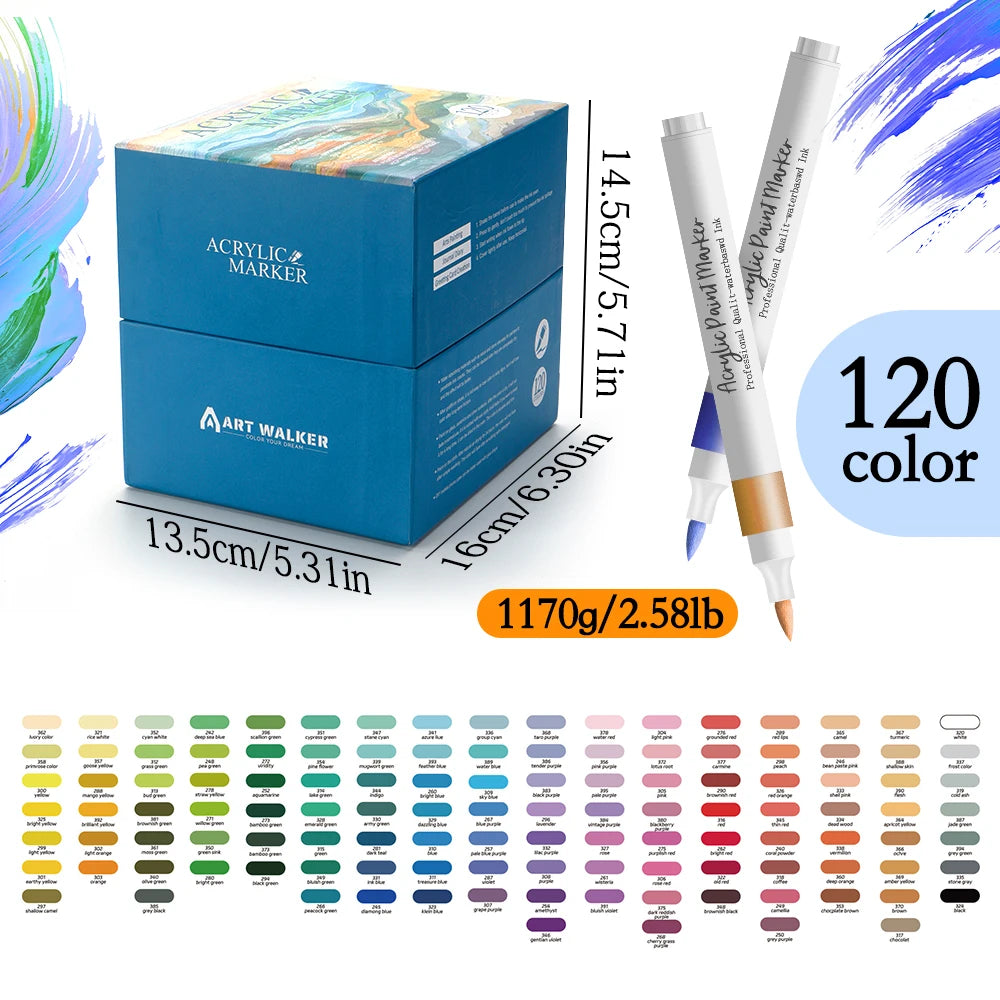 120/168 Pcs Acrylic Markers Set Professional Painting Waterproof Fast-Drying DIY Graffiti Craft Stone Glass DIY Drawing Supplies