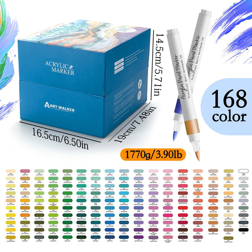 120/168 Pcs Acrylic Markers Set Professional Painting Waterproof Fast-Drying DIY Graffiti Craft Stone Glass DIY Drawing Supplies