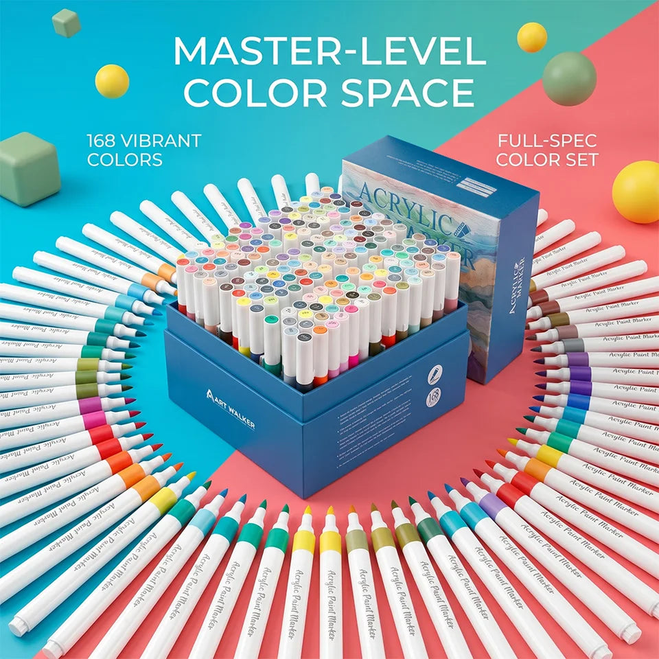 120/168 Pcs Acrylic Markers Set Professional Painting Waterproof Fast-Drying DIY Graffiti Craft Stone Glass DIY Drawing Supplies