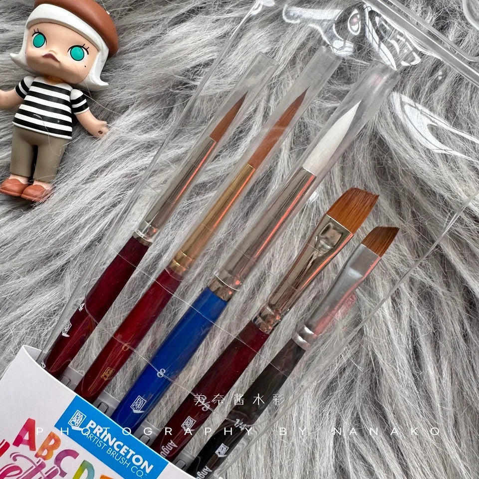 5pcs/lot PRINCETON Artists Brush Watercolor Floor Set English Writing Set Professional Drawing Beginner Art Supplies Stationery