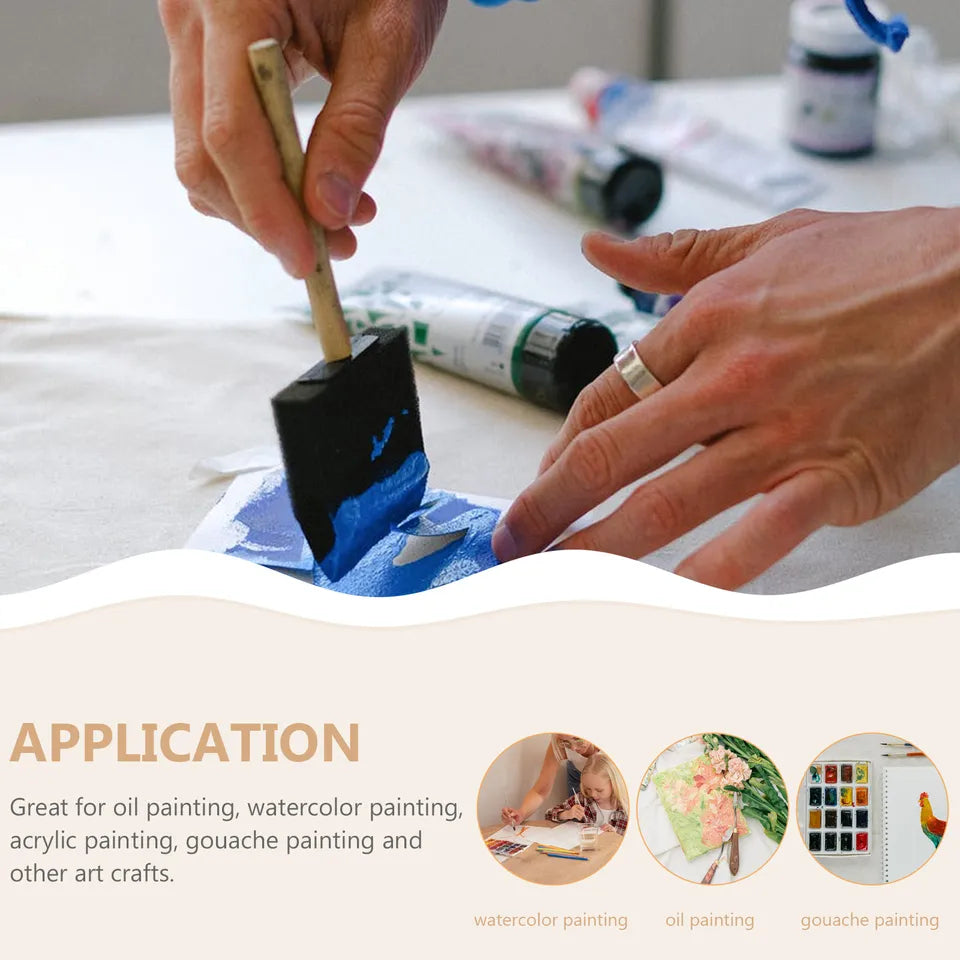 20Pcs DIY Sponge Brushes Wooden Handle Painting Sponge Brush for Oil Watercolor Acrylic Graffiti Art Drawing Painting Tools