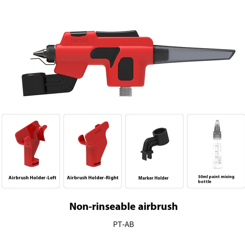 PT-AB Wash-Free Airbrush with Marker Rack Painting Tools No-Clean Airbrush for Model Spray Coloring Hobby DIY Tool
