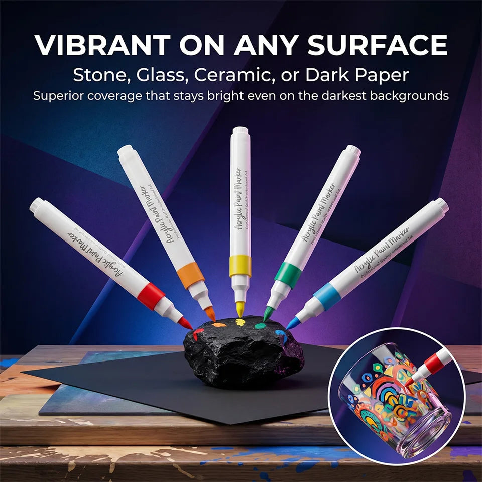 120/168 Pcs Acrylic Markers Set Professional Painting Waterproof Fast-Drying DIY Graffiti Craft Stone Glass DIY Drawing Supplies