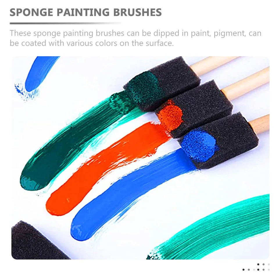 40Pcs Sponge Foam Paint Brush Wooden Handle Ideal for DIY Painting Crafts Drawing Supplies Set Foams Paint Painting Tool