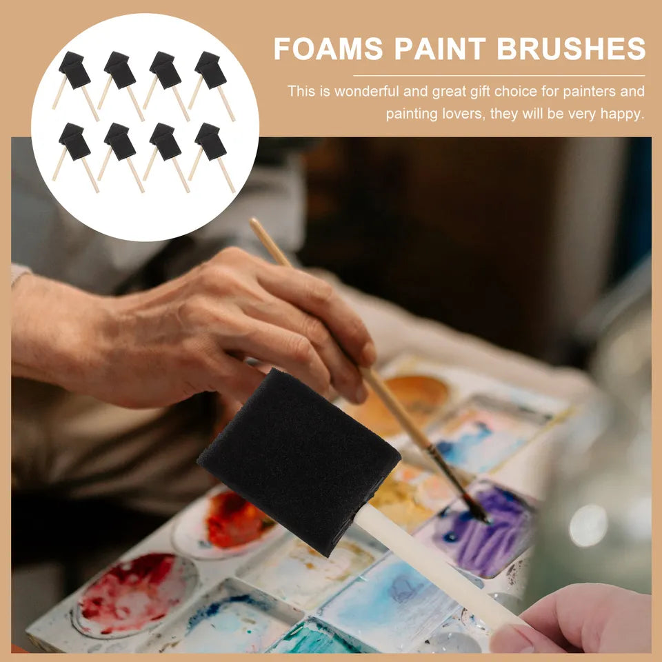 20Pcs DIY Sponge Brushes Wooden Handle Painting Sponge Brush for Oil Watercolor Acrylic Graffiti Art Drawing Painting Tools